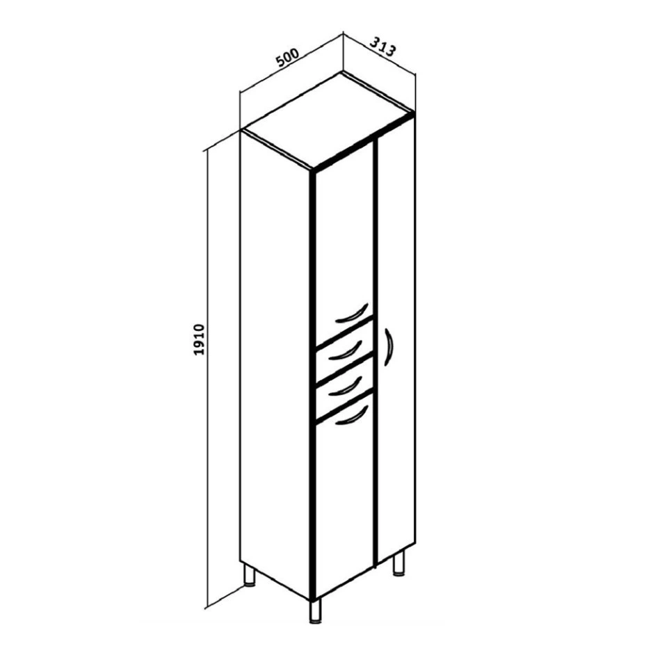 Пенал Runo 50 напольный, какао-бежевый, правый от магазина Vanna-Vanna.ru!