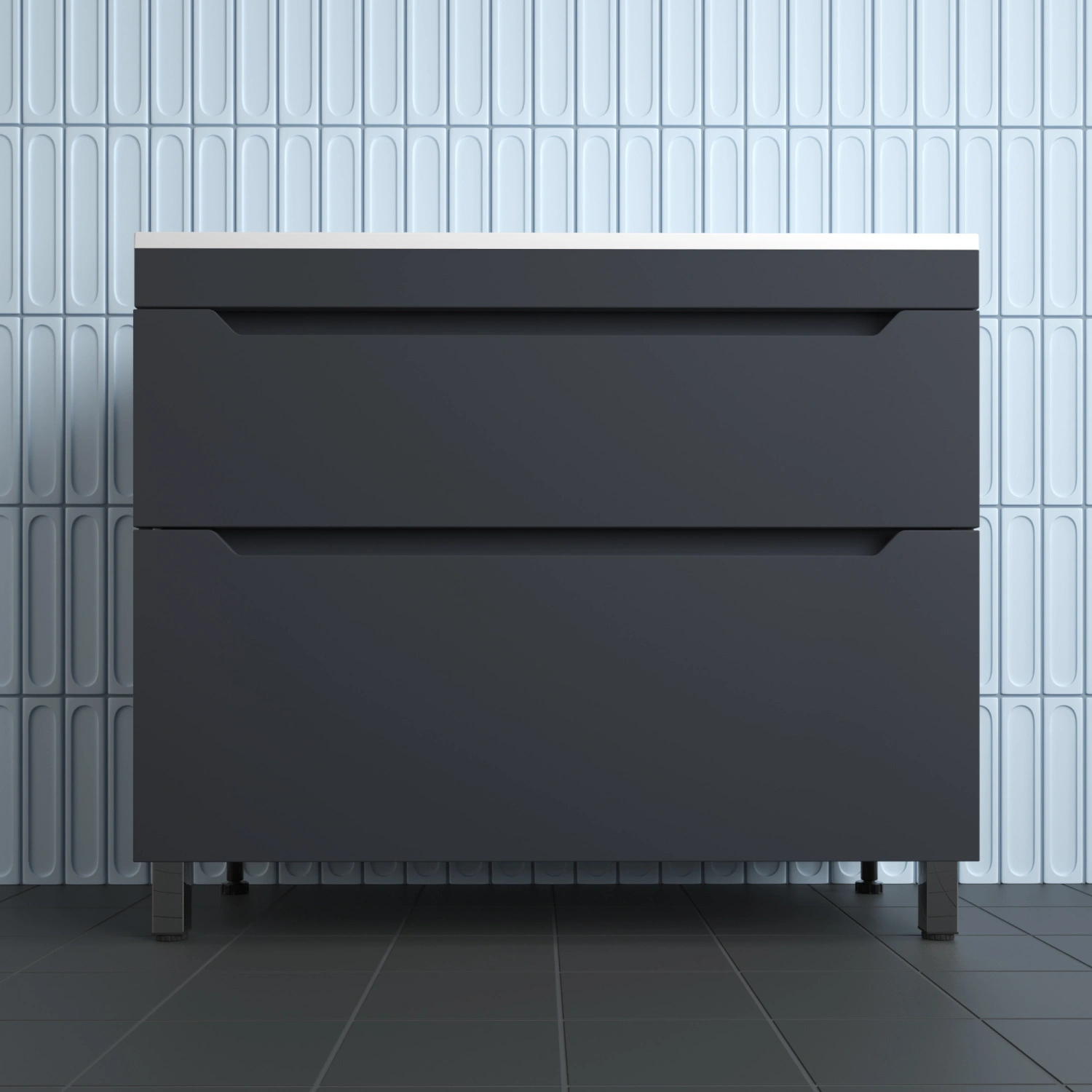 Тумба напольная Style Line Остин 100 с раковиной Фортуна 100 серый шелк, графит от магазина Vanna-Vanna.ru!