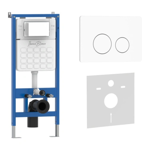 Комплект 2в1 IBERICA BLANCA инсталляция SILENCIO, кнопка смыва INOX-O белый матовый (IB001.811) от магазина Vanna-Vanna.ru!