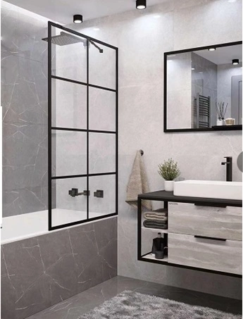 Стеклянная шторка Ceruttispa MUZA F80 80х195 профиль черный от магазина Vanna-Vanna.ru!