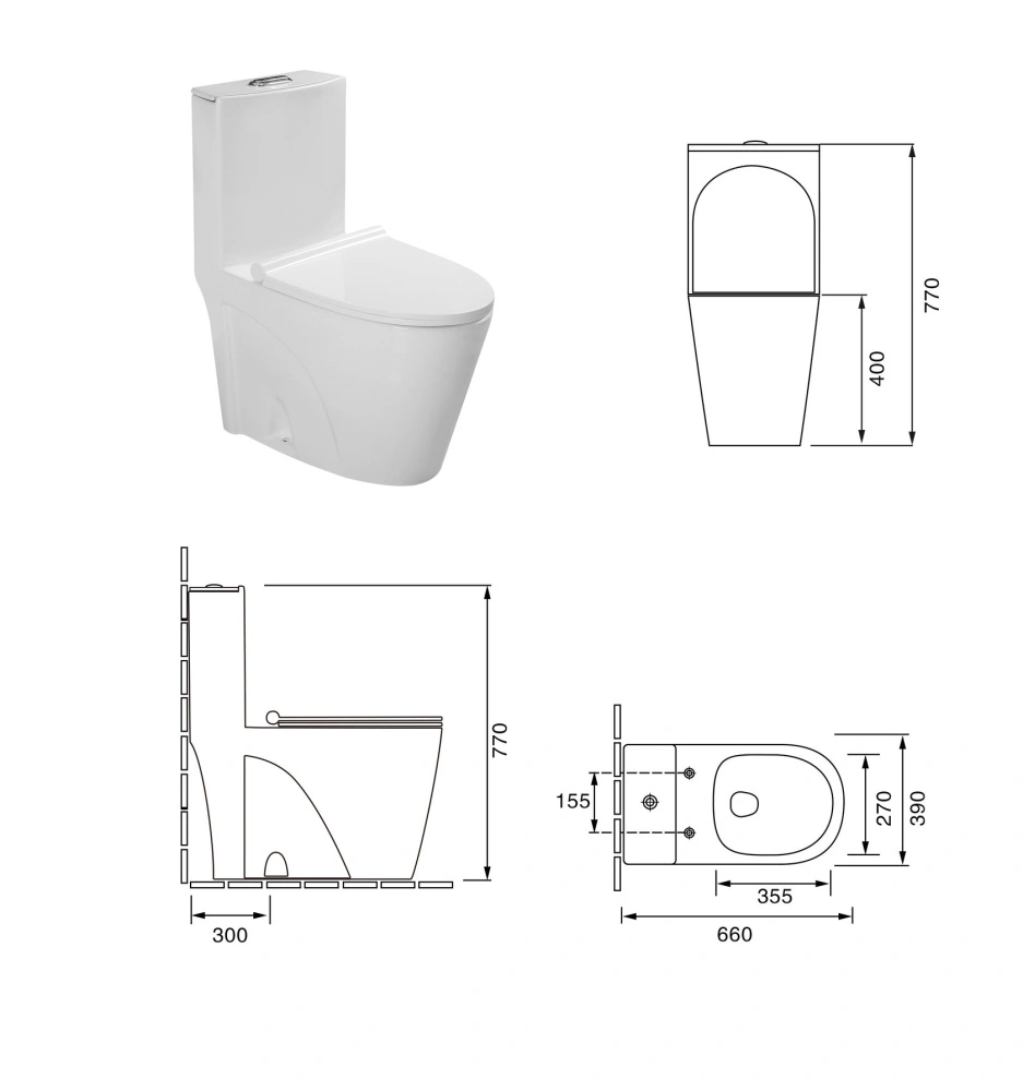 Унитаз SantiLine SL-5012 напольный, безободковый, моноблок, белый от магазина Vanna-Vanna.ru!
