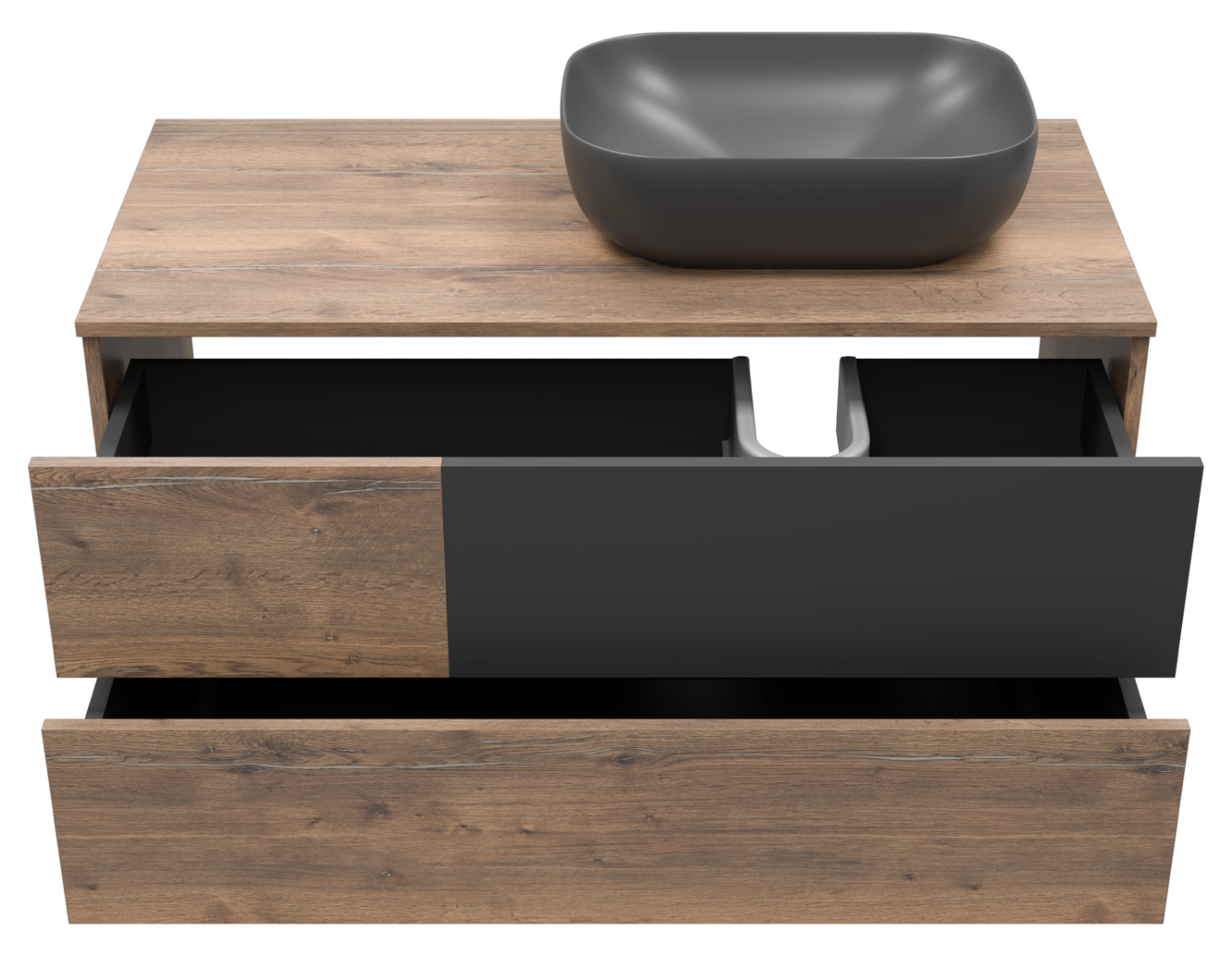 Тумба с раковиной Misty Коломбо 100 подвесная R, дуб галифакс/антрацит от магазина Vanna-Vanna.ru!