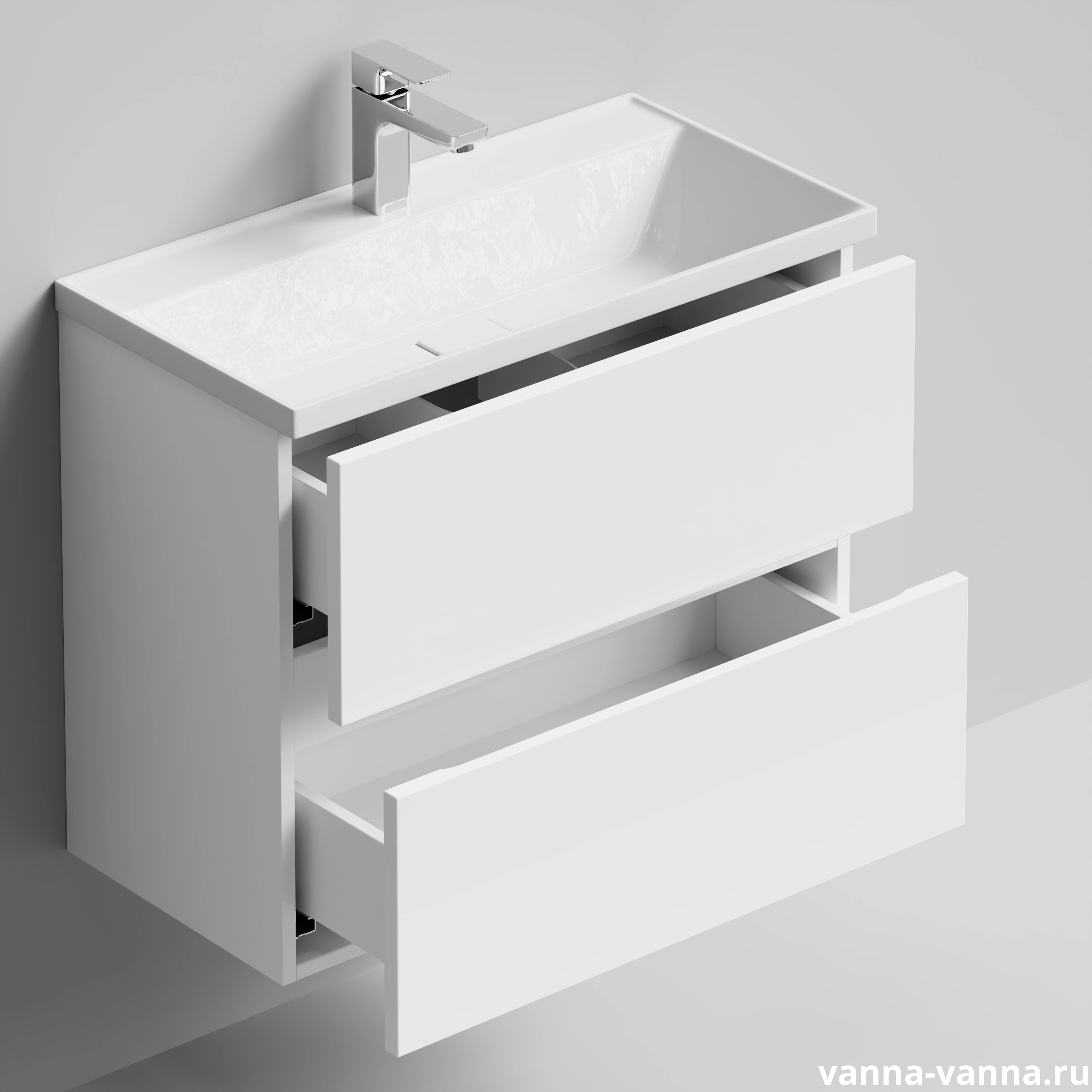 Тумба подвесная Vod-ok Слим 70 с раковиной Classica Slim 70, белый от магазина Vanna-Vanna.ru!