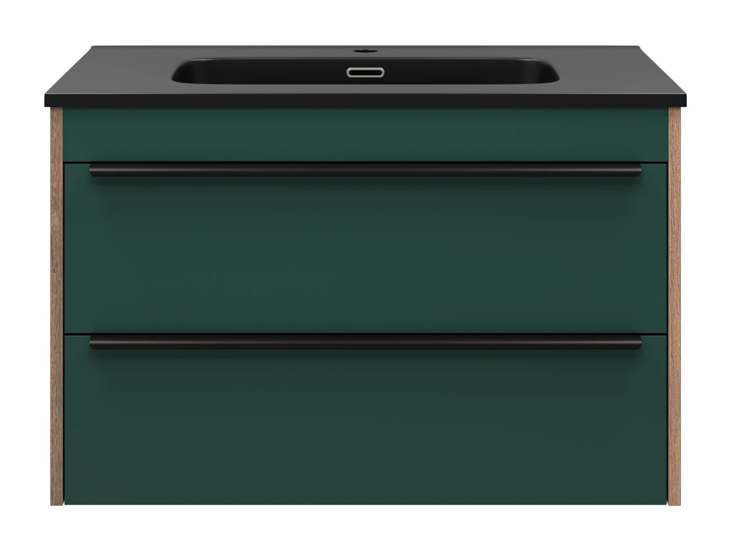Тумба с раковиной Brevita Greenwood 80 подвесная, зеленый/дуб Галифакс
