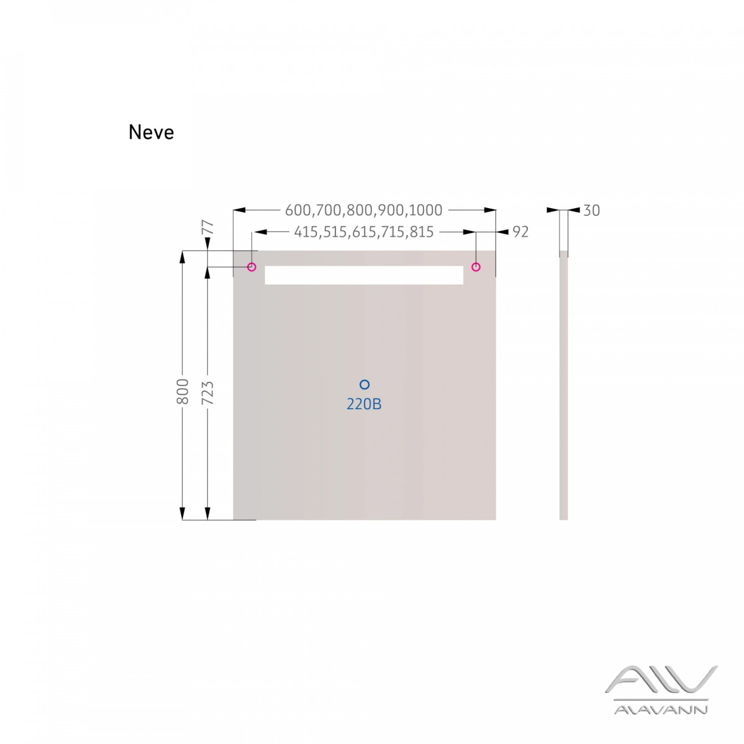 Зеркало Alavann Neve 60 свет, кнопочный выключатель от магазина Vanna-Vanna.ru!