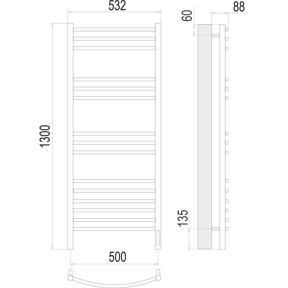 Полотенцесушитель электрический Terminus Классик П15 50х130 от магазина Vanna-Vanna.ru!