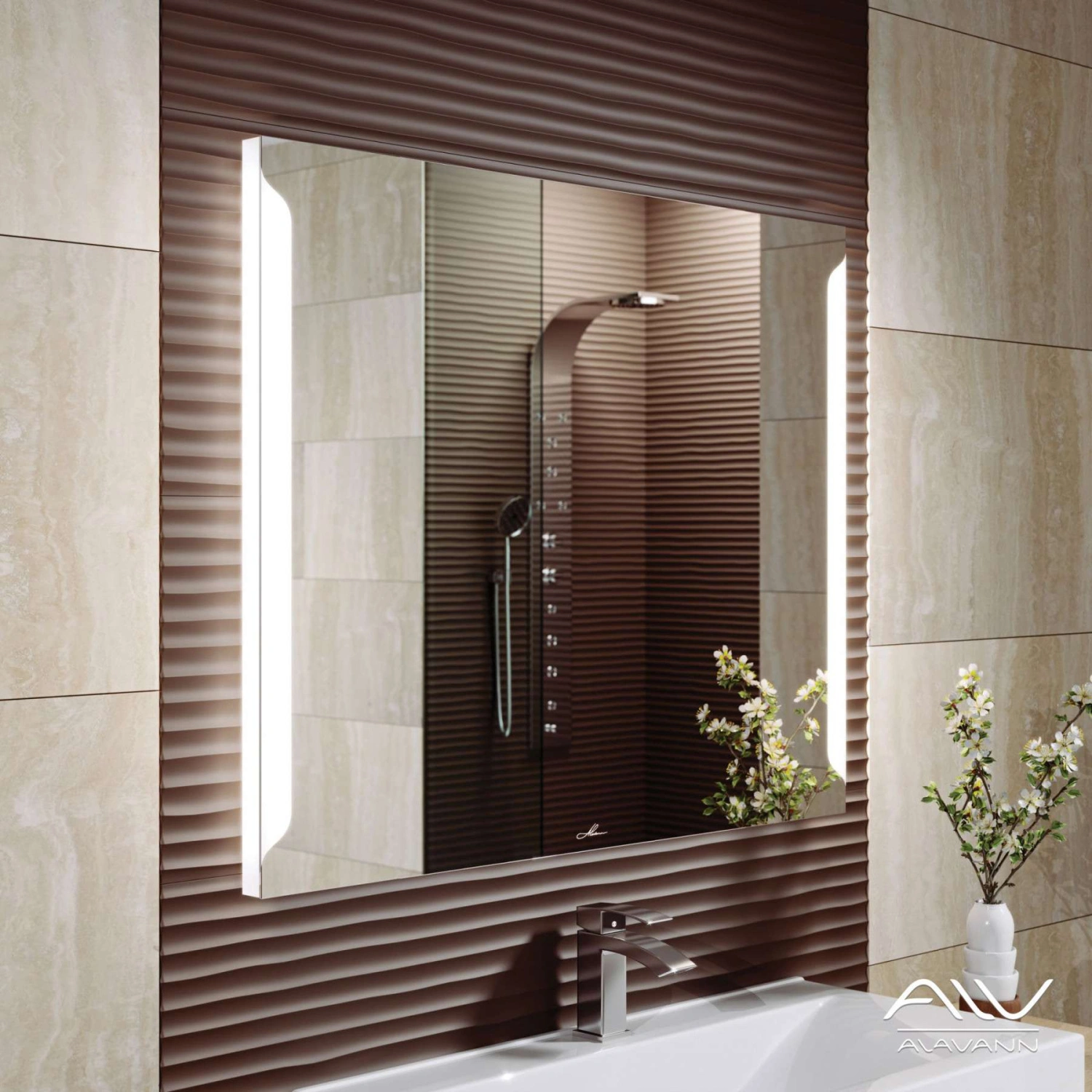 Зеркало Alavann Teneri 90 свет, кнопочный выключатель от магазина Vanna-Vanna.ru!