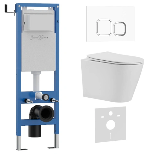 Комплект 3в1 IBERICA BLANCA инсталляция SILENCIO MINI, унитаз BURGOS ALTO белый, кнопка смыва ESTI-Q белый глянцевый (IB.001M.BRA.234.831) от магазина Vanna-Vanna.ru!