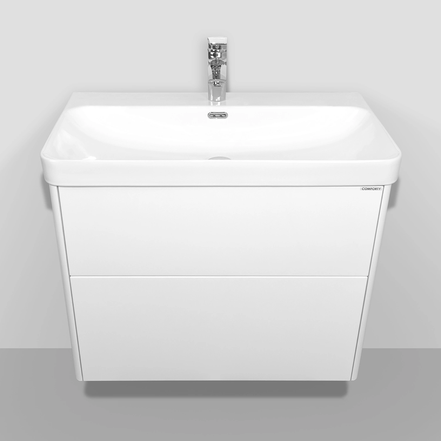 Тумба подвесная Comforty Сенеж-80 белый глянец с раковиной CF19595BX-80 от магазина Vanna-Vanna.ru!