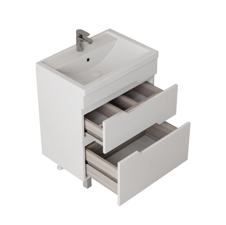 Тумба напольная Onika Ламина 80 с раковиной Фостер 80, белая от магазина Vanna-Vanna.ru!