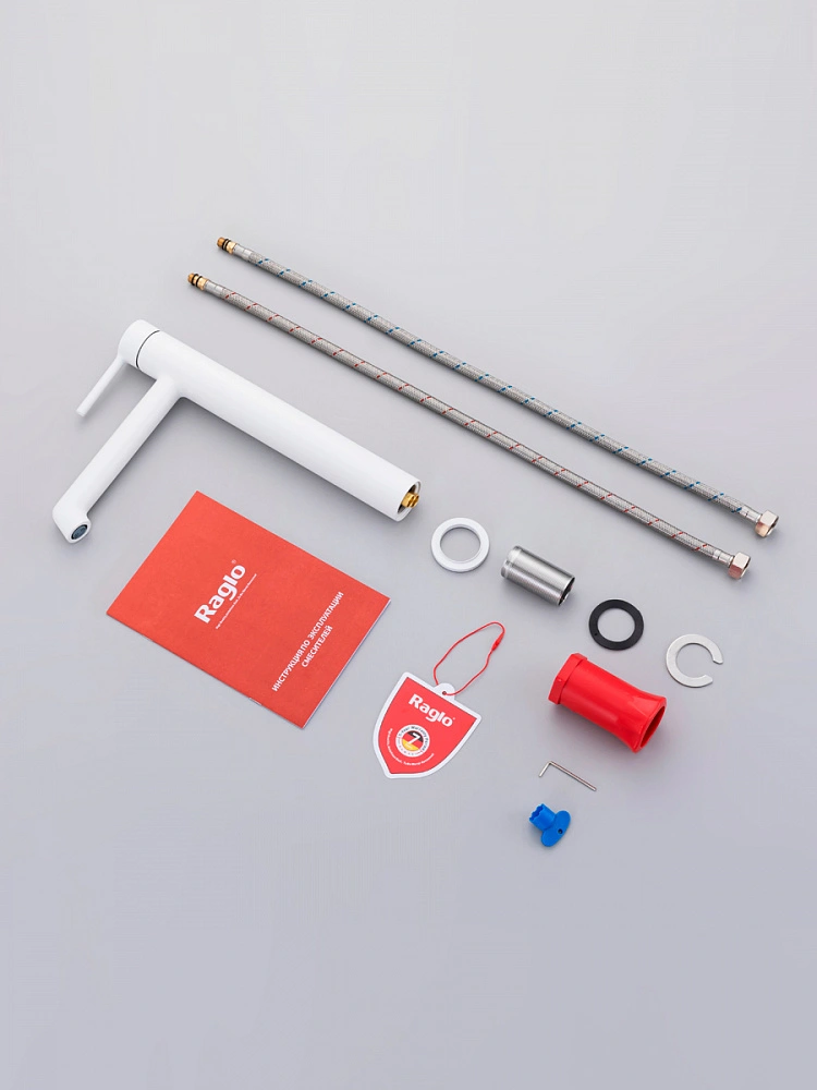 Смеситель для раковины высокий Raglo R20.15.08, белый от магазина Vanna-Vanna.ru!