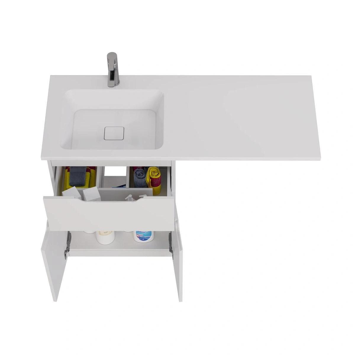 Тумба напольная Dreja Vega 60 см, с раковиной 120 чаша слева, белый от магазина Vanna-Vanna.ru!