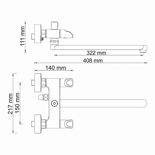 Смеситель для ванны WasserKRAFT Lossa 1202L от магазина Vanna-Vanna.ru!