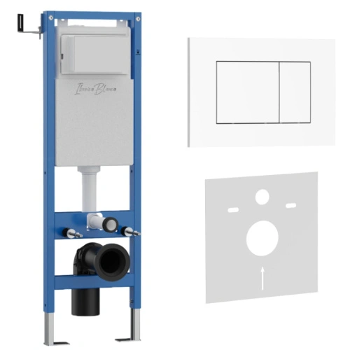 Комплект 2в1 IBERICA BLANCA инсталляция SILENCIO MINI, кнопка смыва ESTI-S белый глянцевый (IB.001M.855) от магазина Vanna-Vanna.ru!