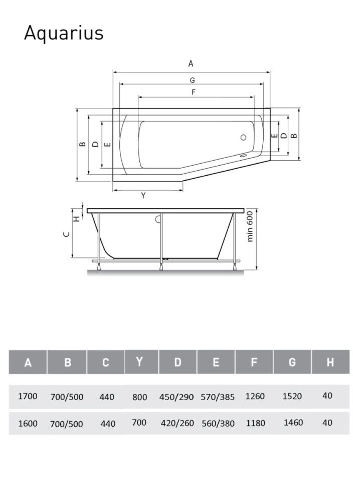 Ванна акриловая Relisan Aquarius 170х70х50 L от магазина Vanna-Vanna.ru!