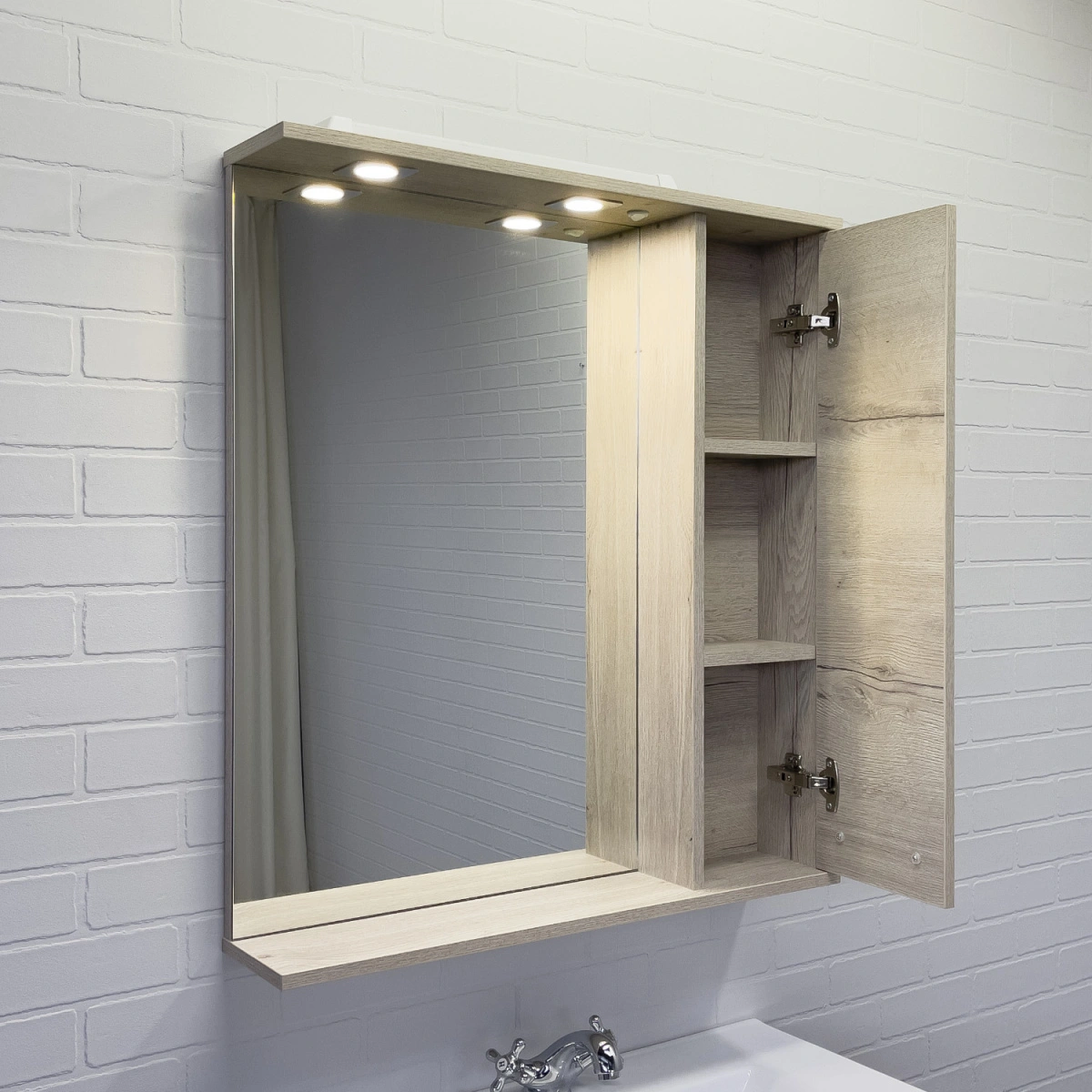 Зеркало-шкаф Comforty Марио-75 дуб дымчатый от магазина Vanna-Vanna.ru!