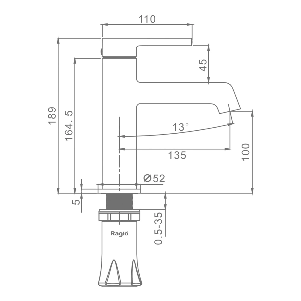 Смеситель для раковины Raglo R20.10.03, золотой сатин от магазина Vanna-Vanna.ru!
