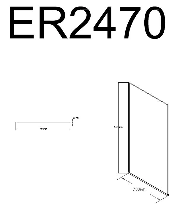 Стеклянная шторка Erlit ER2470B2 700x140 см профиль черный от магазина Vanna-Vanna.ru!