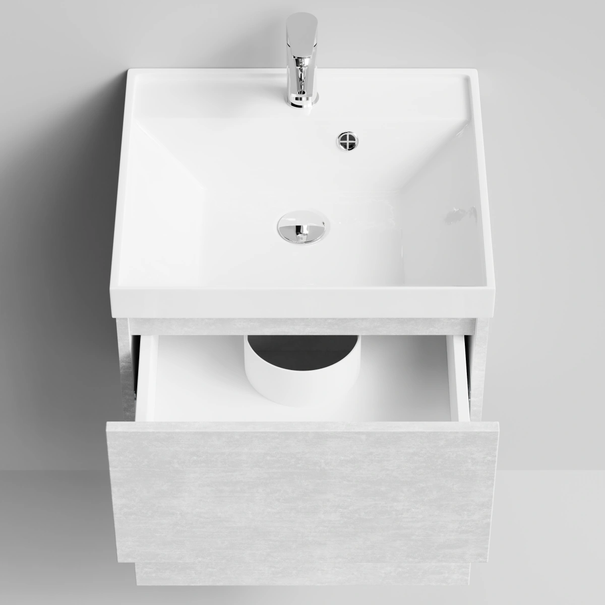 Тумба с раковиной Vod-ok Бест 50  подвесная, Белый камень от магазина Vanna-Vanna.ru!