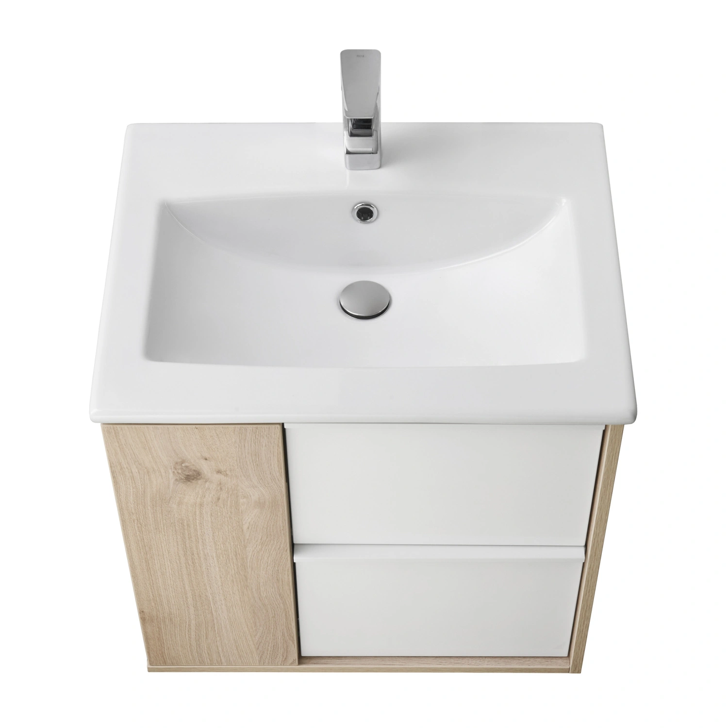 Тумба подвесная Aquaton Бостон 60 с раковиной Элина 60, дуб эврика от магазина Vanna-Vanna.ru!