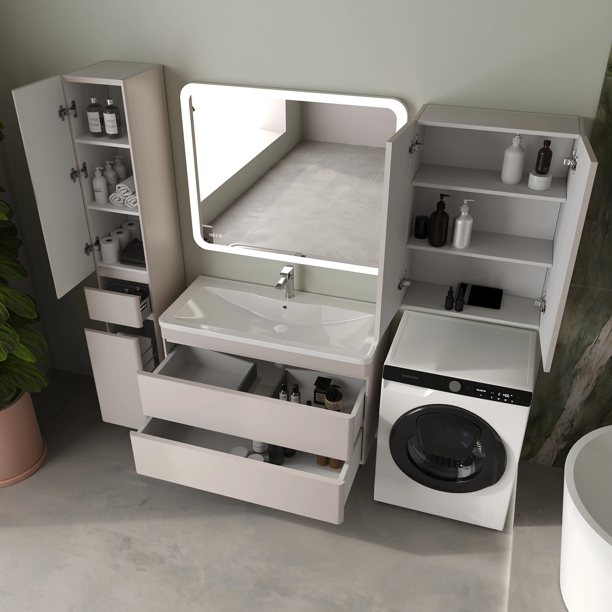 Тумба подвесная Style Line Атлантика 100, карамель, с раковиной Атлантика 100 от магазина Vanna-Vanna.ru!