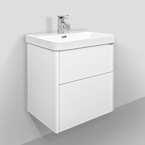 Тумба подвесная Comforty Сенеж-60 ясень белёный с раковиной CF19595BX-60 от магазина Vanna-Vanna.ru!