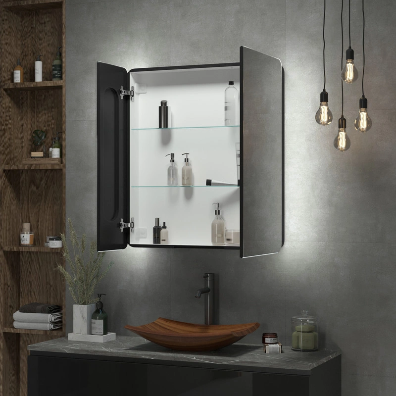 Зеркальный шкаф EQUIL Eltoro black LED 760х850 от магазина Vanna-Vanna.ru!