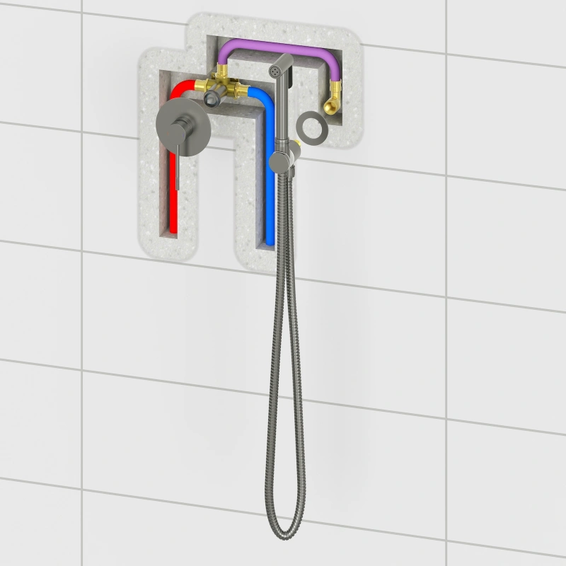 Смеситель встроенный с гигиеническим душем Timo Saona 2389/20SM золото шлифованное от магазина Vanna-Vanna.ru!