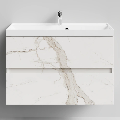 Тумба с раковиной Vod-ok Бест 90  подвесная, Мрамор Белый натур милк от магазина Vanna-Vanna.ru!