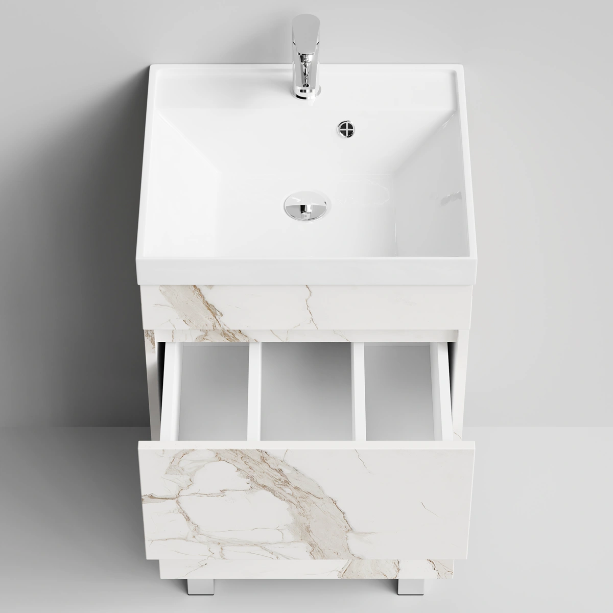 Тумба с раковиной Vod-ok Бест 50  напольная, Мрамор Белый натур милк от магазина Vanna-Vanna.ru!
