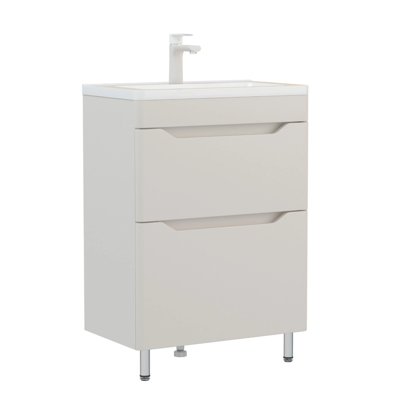 Тумба напольная Corozo Бирма 60 Z2, кашемир, с раковиной Modul Slim 60 от магазина Vanna-Vanna.ru!