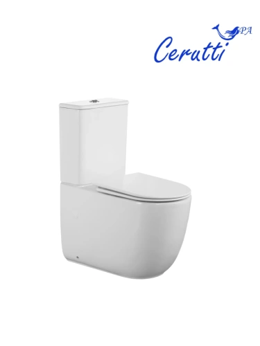 Унитаз безободковый Ceruttispa Mirko Tornado напольный, компакт, с микролифтом, торнадо, белый от магазина Vanna-Vanna.ru!