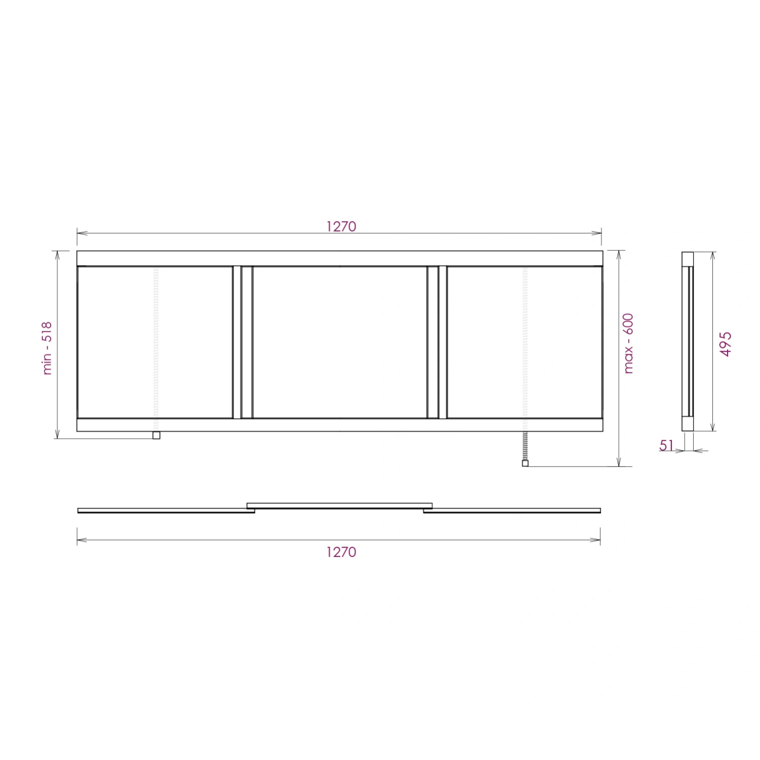 Экран под ванну Onika Одио Нова 130 раздвижной белый от магазина Vanna-Vanna.ru!