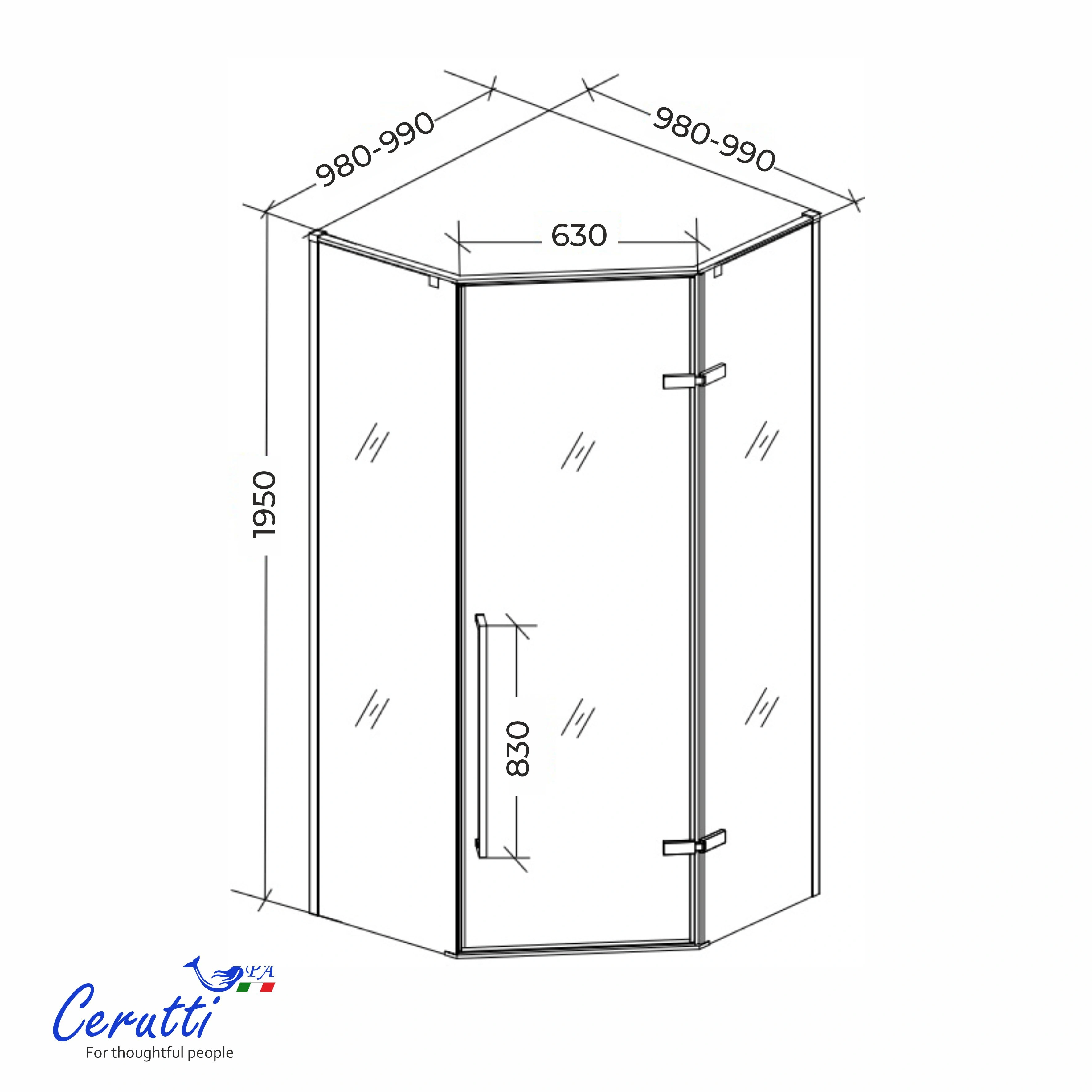 Душевое ограждение Ceruttispa C2AF R (100x100x195) от магазина Vanna-Vanna.ru!