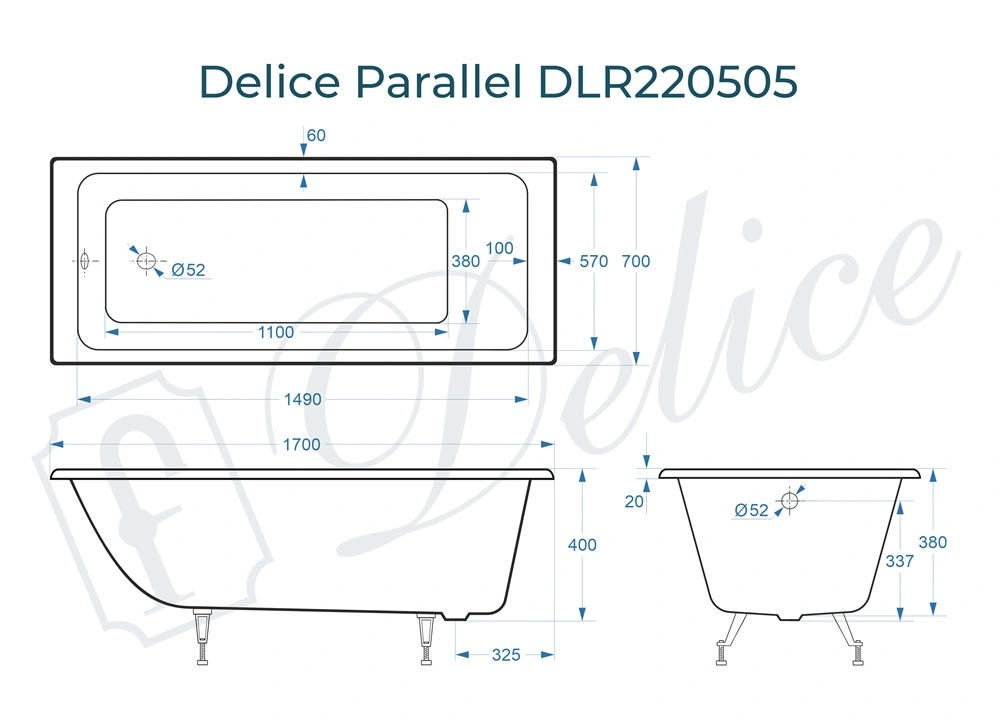 Ванна чугунная Delice Parallel 170х70 DLR220505 от магазина Vanna-Vanna.ru!