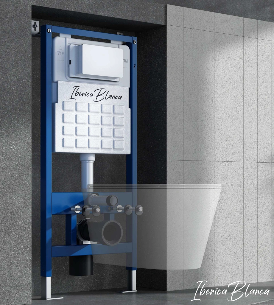 Комплект 3в1 IBERICA BLANCA инсталляция SILENCIO, унитаз BURGOS ALTO белый, кнопка смыва ESTI-Q серый матовый (IB001.BRA.234.837)