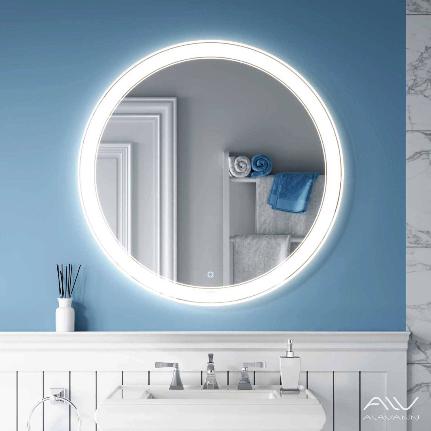 Зеркало Alavann Solis 100 свет, сенсор от магазина Vanna-Vanna.ru!