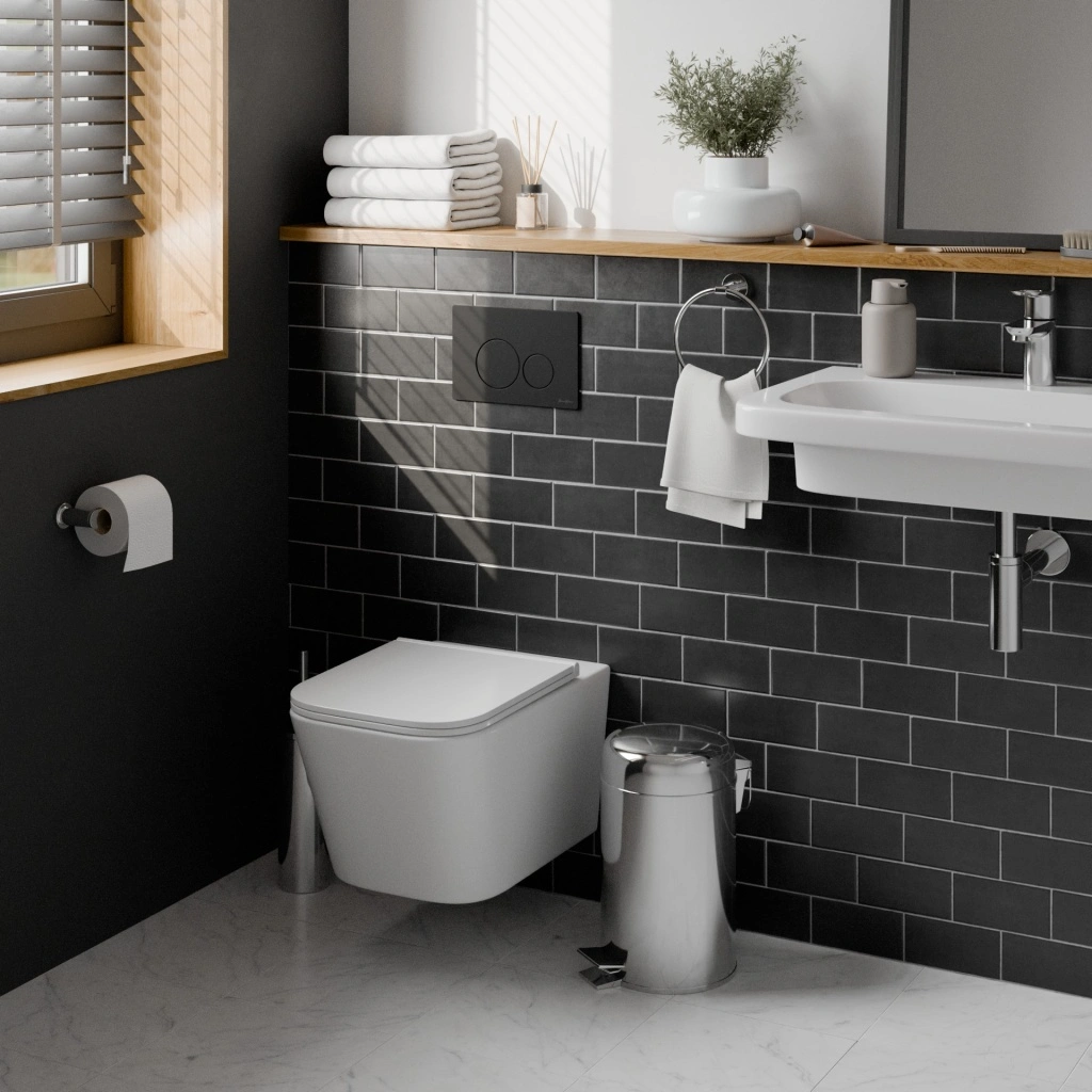 Комплект 2в1 IBERICA BLANCA инсталляция SILENCIO, кнопка смыва INOX-O черный матовый (IB001.812)