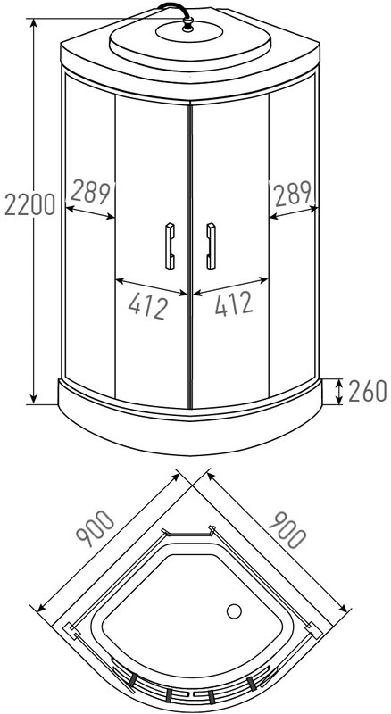 Душевая кабина Erlit ER570926-C2-RUS 90х90