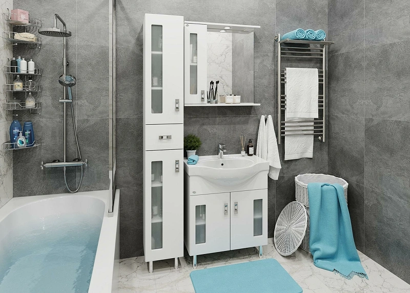 Зеркало со шкафчиком Onika Кристалл 67 L свет, белый