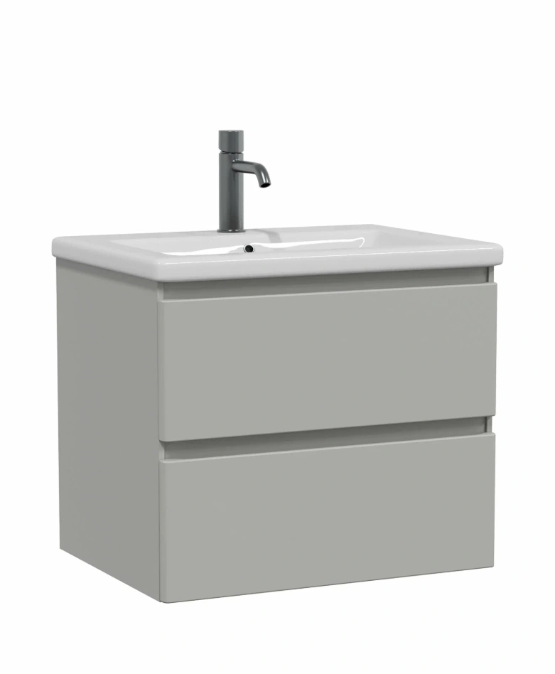 Тумба подвесная SanStar Riana 60 с раковиной Como 60, грей от магазина Vanna-Vanna.ru!