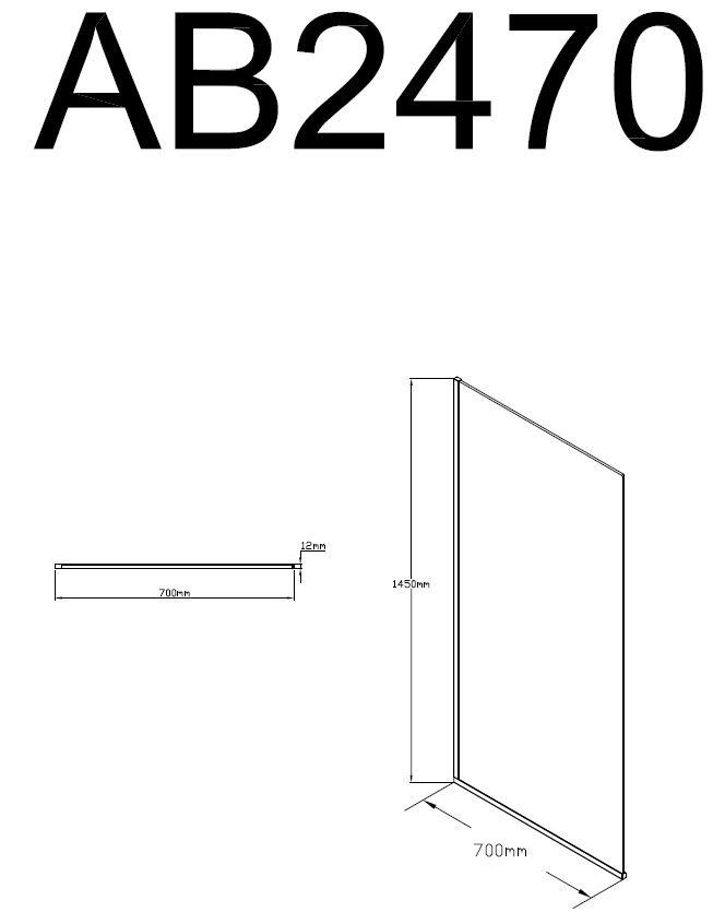 Стеклянная шторка Alex Baitler AB2470B1 700x145 см профиль черный от магазина Vanna-Vanna.ru!