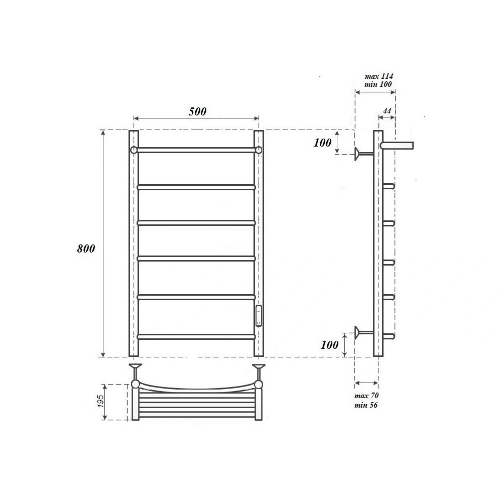 Полотенцесушитель электрический APEXTERMO Corona CR01185WM 800x500 с полкой, белый матовый от магазина Vanna-Vanna.ru!
