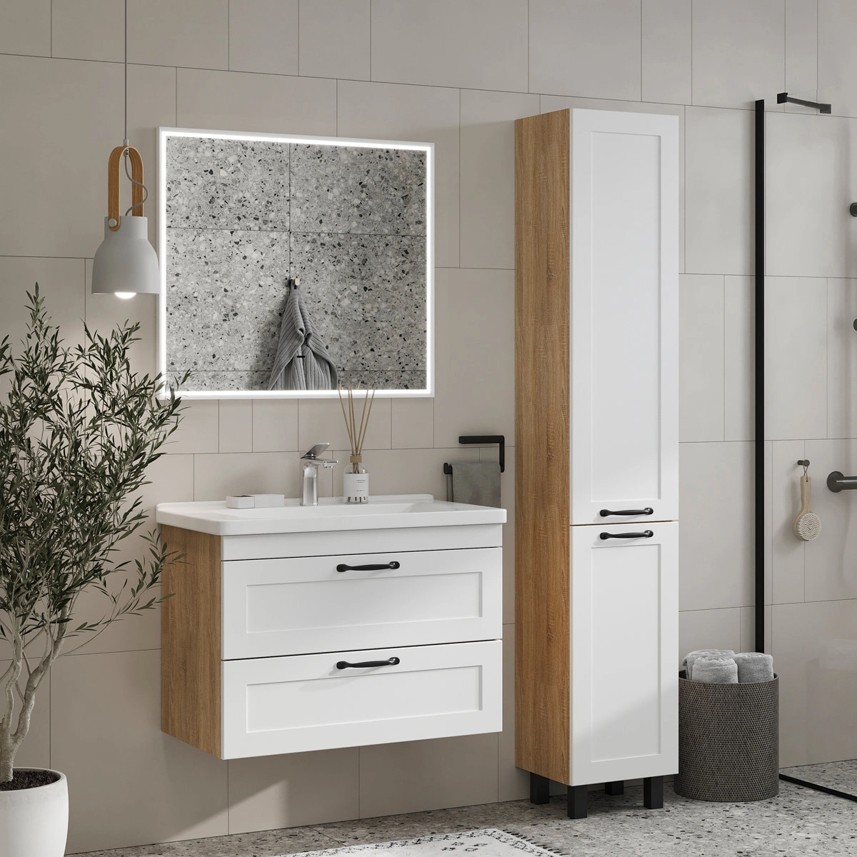 Зеркало EQUIL Lago LED 80 с подсветкой, белый