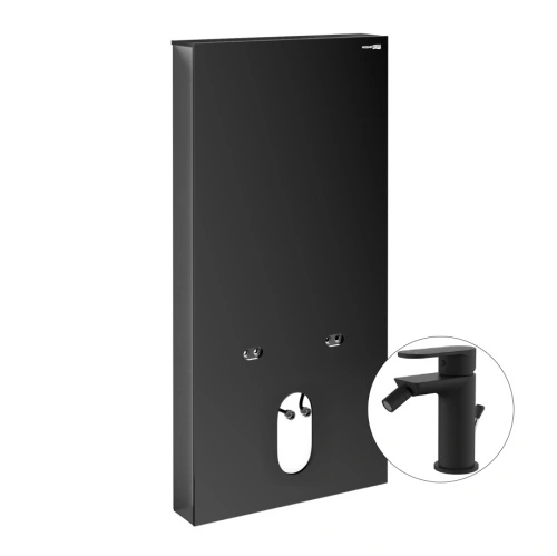 Комплект для биде со смесителем WasserKraft Naab 86BDT.050.BL.SQ7406 инсталляция (пристенный модуль) от магазина Vanna-Vanna.ru!