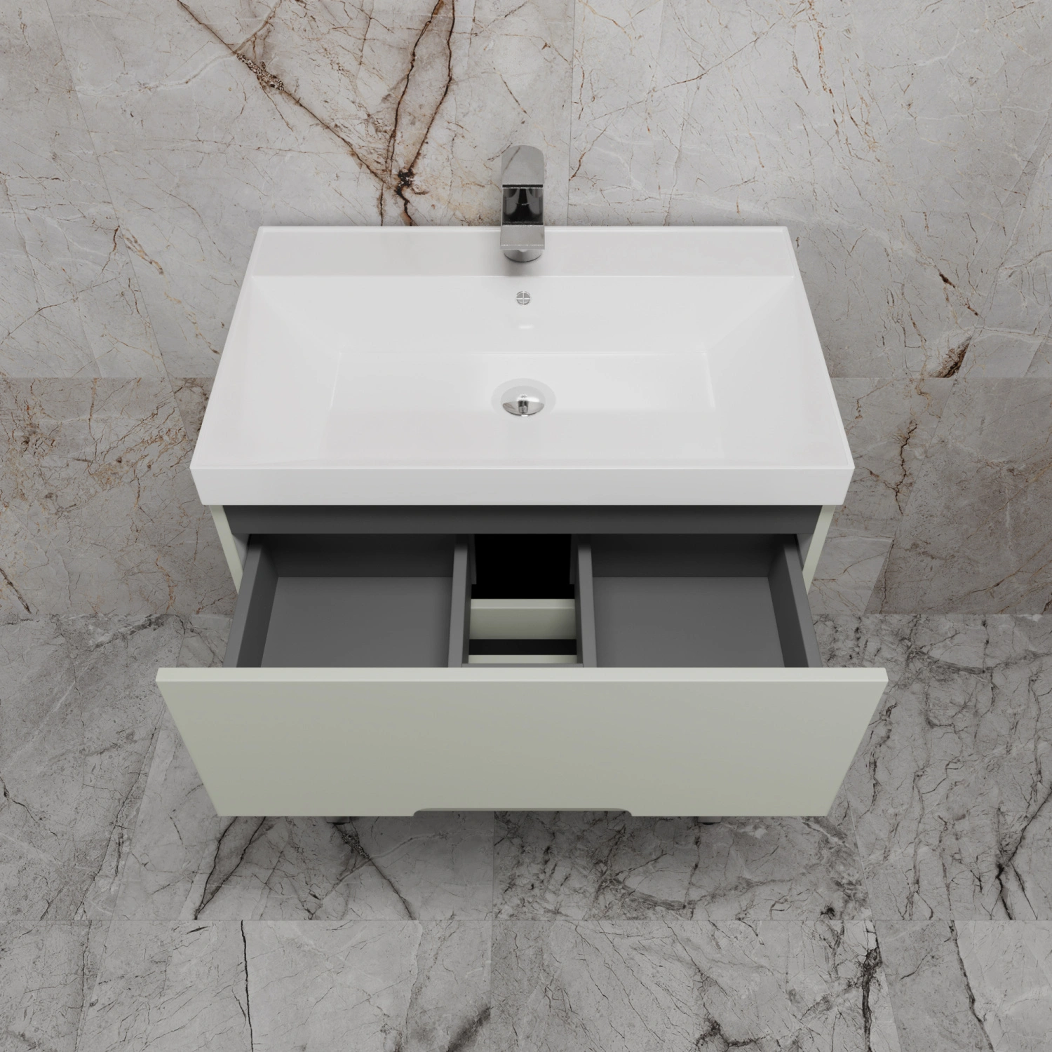 Тумба напольная Style Line "Матис 70" с раковиной ASTI 70 белый, (2 ящика), Олива