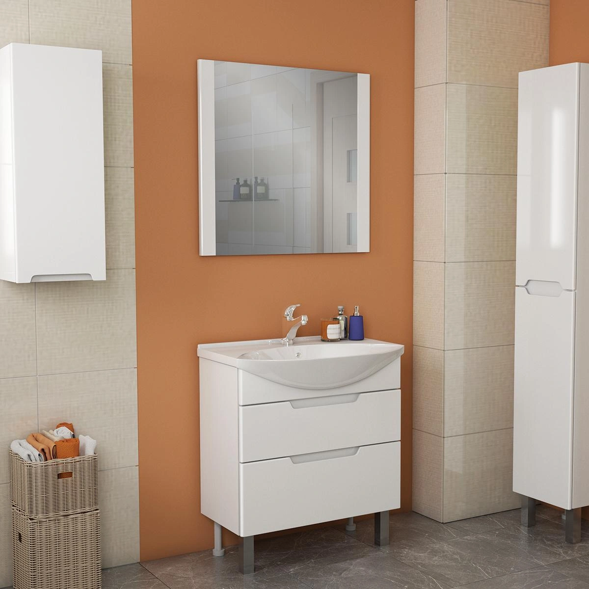 Тумба с раковиной напольная Dreja Laguna Plus 85 см, белый от магазина Vanna-Vanna.ru!