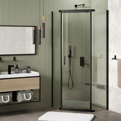 Душевой уголок WasserKraft Wiese 84P11 90х90 пятиугольный, без поддона, прозрачное стекло, черный от магазина Vanna-Vanna.ru!