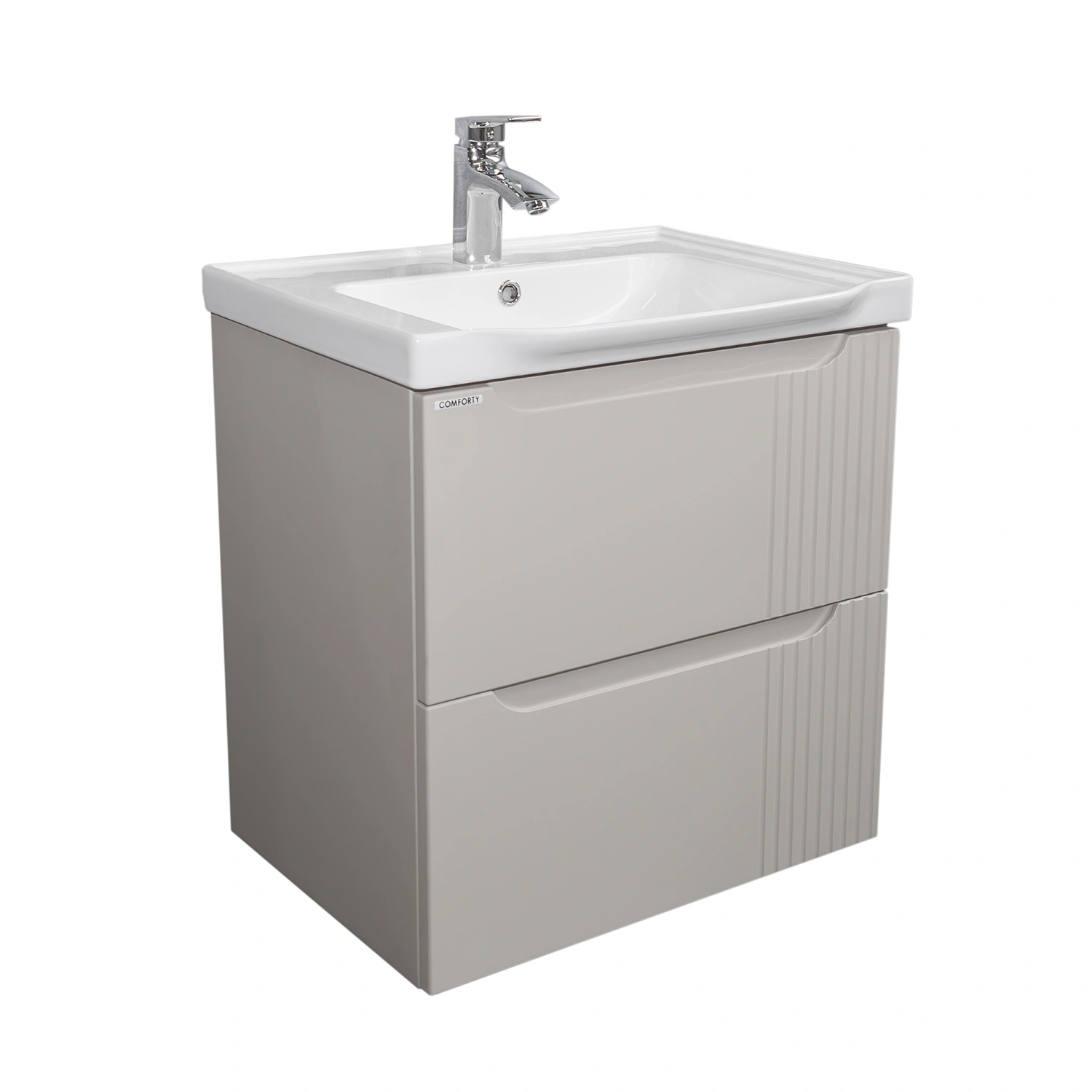 Тумба подвесная Comforty Сидней-60 серый шелк с раковиной CF188057-60 от магазина Vanna-Vanna.ru!