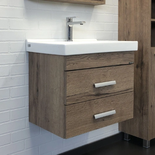 Тумба подвесная Comforty Никосия 60П дуб темный с раковиной Фест 60 от магазина Vanna-Vanna.ru!